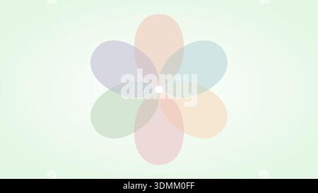 A pastel colored flower design on a light green background with soft petals Stock Vector