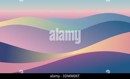 Vibrant wavy lines in pastel colors on create a soothing landscape Stock Vector