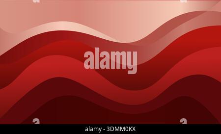Vibrant red wavy abstract background with gradient colors and smooth curves Stock Vector