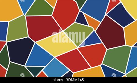 Vibrant mosaic art piece with colorful geometric shapes and patterns Stock Vector