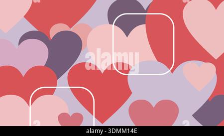 Colorful heart pattern with various pink and purple hearts Stock Vector