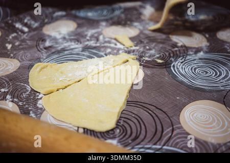 Making butter rolls at home, dough details. Stock Photo