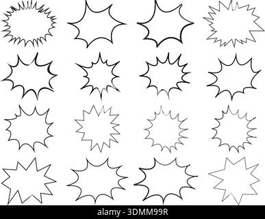 Comic speech burst and explosion shapes collection Stock Vector