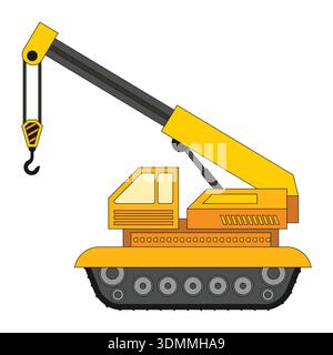 Yellow Excavator in flat style on white background Stock Vector