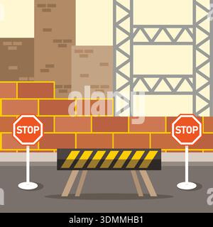 Illustration of a Construction Site Under Construction Stock Vector