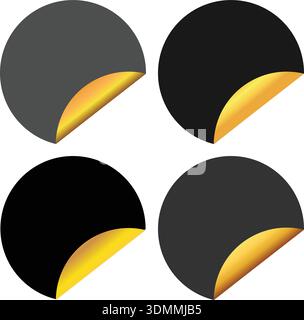 Round blank badge stickers with peeled corner reveal Stock Vector