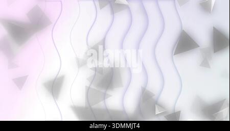 Displaying centered wavy bands across pastel pink-blue gradient with triangles, shadows Stock Photo