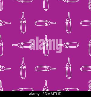 Eggplant Line Seamless Pattern Background Vector Stock Vector