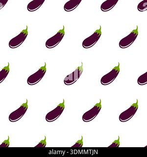 Eggplant seamless pattern Background. flat illustration Eggplant background vector Stock Vector