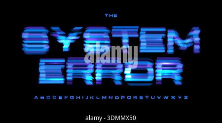 System Error Digital Noice Font Logo Alphabet Vector Glitch Letters Set Modern Typography, Creative Typographic Design for Play Button, Game UI Stock Vector