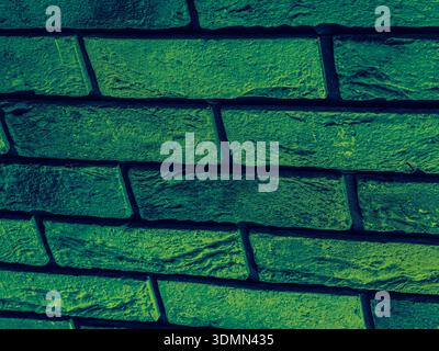 Green Brick Wall Texture Photo Vibrant Teal Masonry Pattern High Resolution Abstract Wallpaper Background Photography Stock Photo