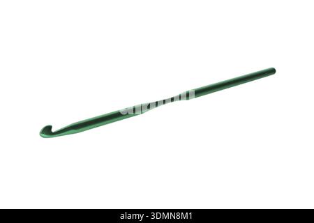 Green crochet hook isolated on white background Stock Photo
