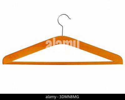 Wooden coat hanger isolated on white background Stock Photo