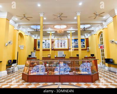 Cambodia Post Office in the historical 19th century colonial building, interior, Phnom Penh Stock Photo