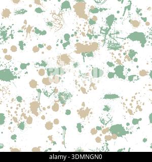 Seamless brown and green blots background . Hand drawn. Not AI, vector illustration. Stock Vector