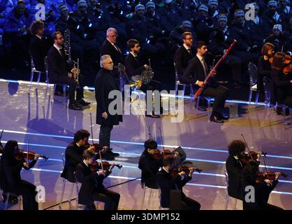 Andrea Bocelli At The Opening Ceremony Of The Milano Cortina 2026 Andrea Bocelli At The Opening Ceremony Of The Milano Cortina 2026 Winter Olympic Games At San Siro Stadium Milano Olympic Stadium In Milan On February 6 2026 Photo By Alexis 3dmp152 