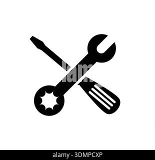 High quality repair icon featuring wrench and screwdriver as a settings symbol. Clean vector illustration ideal for apps, websites, UI design, technic Stock Vector