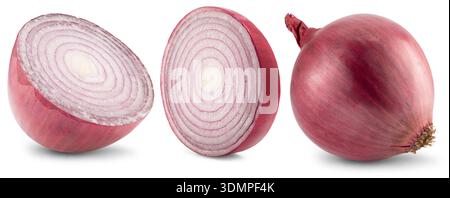 Red onion isolated on white background with clipping path. Top view. Stock Photo