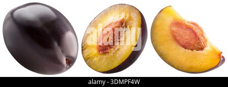 plum fruits isolated on a white background. Clipping Path. Stock Photo