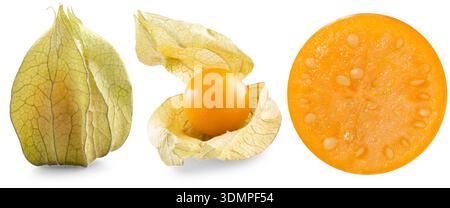 Cape gooseberry (physalis) isolated on white background. Clipping Path Stock Photo