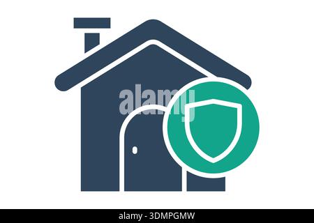 Insurance solid icon. Icon related to real estate. Residential elements vector illustration. transparent background Stock Vector