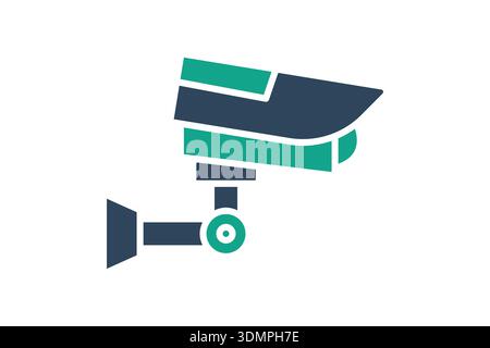 Surveillance solid icon. icon related to work safety. CCTV elements vector illustration. transparent background Stock Vector