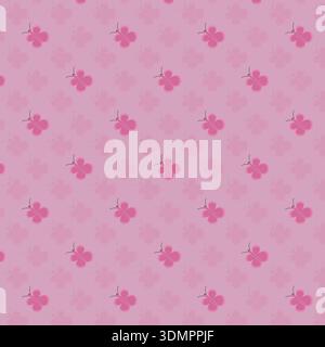 Seamless butterfly pattern with pink decorative insects on a light pink background; cute vector illustration for nursery wallpaper, feminine textiles, Stock Vector