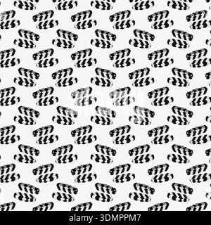 Black and white optical illusion seamless pattern with twisted cylindrical stripes; abstract vector illustration for modern backgrounds, psychedelic a Stock Vector