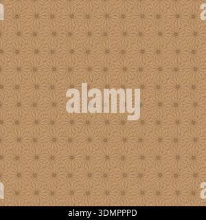 Seamless geometric star pattern featuring symmetrical pointed petals in a radial arrangement on a warm brown background, ideal for earthy-toned textur Stock Vector