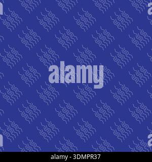 Seamless wavy line cluster pattern with vertical waves on blue background. Modern abstract vector illustration for textile, wallpaper, and decor. Stock Vector