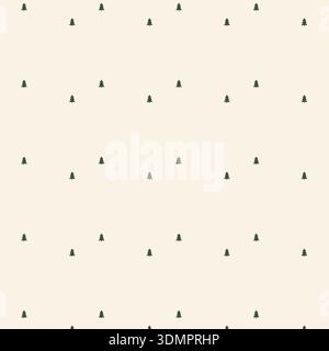 Minimalist Pine Tree Pattern Vector; Seamless Evergreen Christmas Background on a Beige Paper Texture for Modern Gift Wrap, Nordic Textiles, and Winte Stock Vector