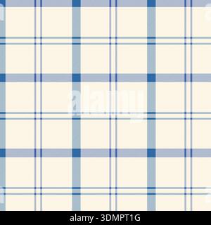 Classic blue plaid seamless pattern on a cream background. Elegant tartan check design for fashion, textiles, and home decor. Stock Vector