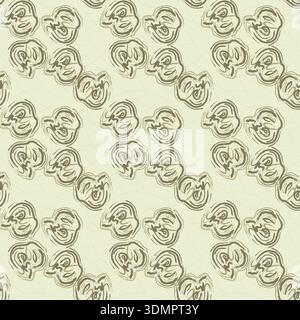 Seamless abstract diagonal swirl pattern featuring organic hand-drawn shapes on a beige background. Elegant minimalist design. Stock Vector