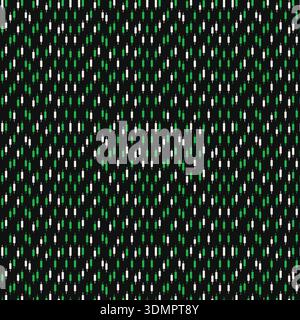 Seamless geometric bar pattern featuring green and white vertical rectangles on a black background, creating a modern digital glitch effect for tech-i Stock Vector