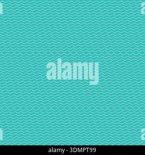 Seamless wavy line pattern on a teal background, featuring minimal white abstract waves for a modern, rhythmic texture ideal for summer branding and Stock Vector