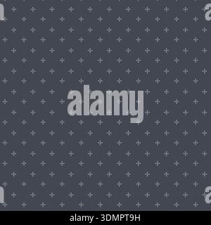 Minimal geometric seamless pattern featuring modern white cross and plus signs on a dark grey background, perfect for contemporary textile designs Stock Vector