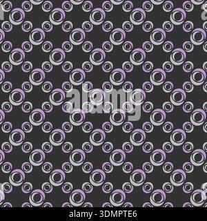Seamless Purple Concentric Circle Pattern - 3D Diagonal Optical Illusion on Black Vector Stock Vector
