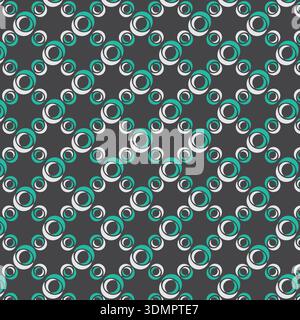 Seamless Teal Concentric Circle Pattern - 3D Optical Illusion Geometric Background Vector Stock Vector