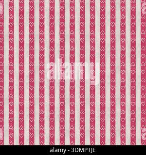 Seamless Romantic Heart Stripe Pattern - Red and White Valentine’s Day Background Vector Stock Vector