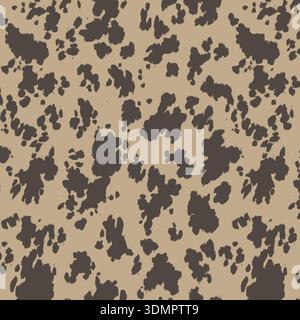 Seamless Cow Print Pattern - Brown and Beige Animal Skin Texture Vector Stock Vector