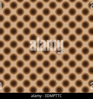 Seamless Optical Illusion Pattern - 3D Radial Dark Brown Circles on Tan Background Stock Vector