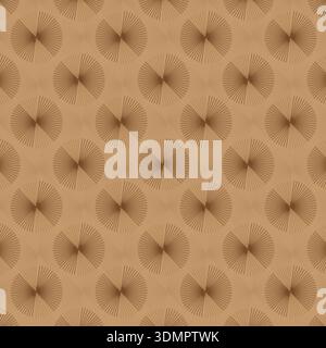 High-quality seamless vector illustration featuring a radiating sunburst or pinwheel design. This intricate circular geometric pattern on a warm beige Stock Vector