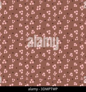 A high-quality seamless vector pattern featuring a minimalist ditsy floral and polka dot design. This delicate pattern uses a warm color palette Stock Vector