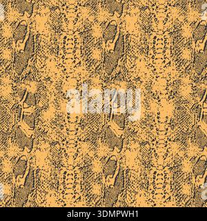 High-quality seamless vector illustration of an exotic snake skin pattern in golden yellow and black. This realistic reptile leather texture is perfec Stock Vector