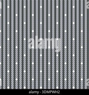 A high-quality vector illustration featuring a retro-style seamless pattern. It combines vertical gray stripes with a classic white polka dot overlay Stock Vector