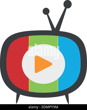 Television with rainbow color inside media logo design Stock Vector
