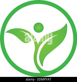 Creative Body Leaf Circle Logo Design Vector Symbol Illustration Stock Vector