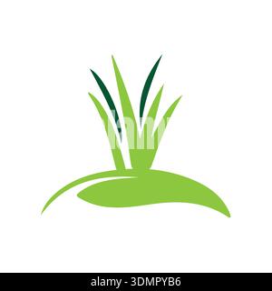 Green Grass Logo Design, Farm Landscape Illustration, Natural Scenery Vector Free Vector Stock Vector