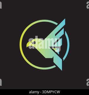 Vector Logo Illustration Swallow Gradient Colorful Style Stock Vector