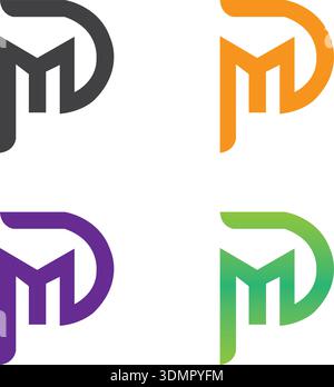 DM initials logo modern and clean minimalist design style combined with contemporary color Stock Vector